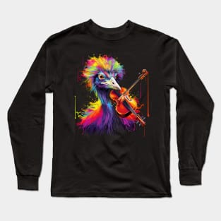 Ostrich Playing Violin Long Sleeve T-Shirt